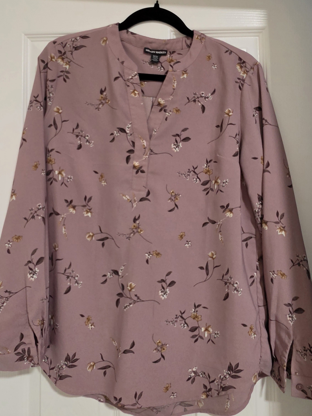Hilary Radley Dusty Mauve Floral Button-Down Shirt